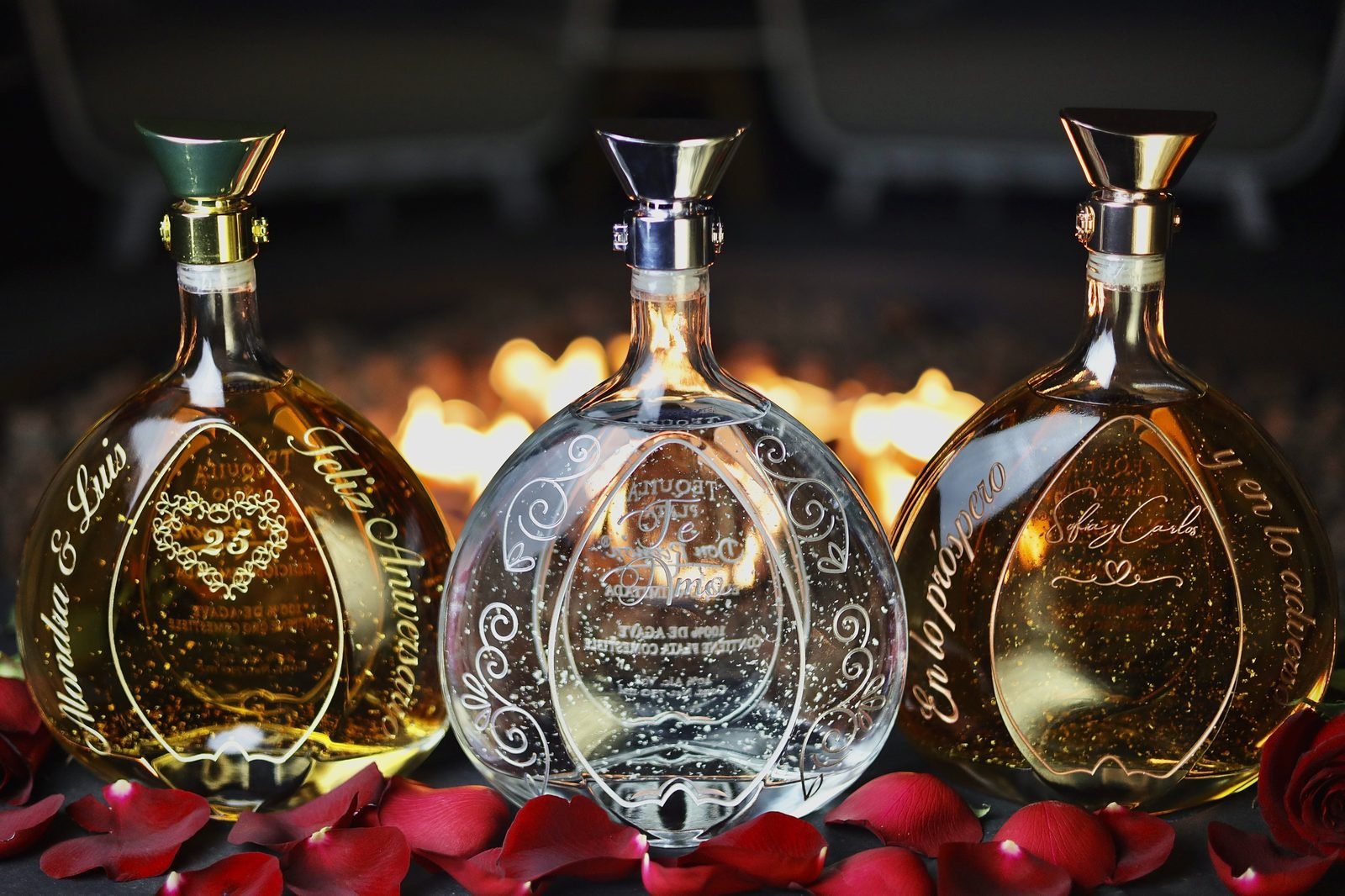 Botellas de tequila personalizado Don Ramón grabadas para boda y aniversario, edición 25 Aniversario
