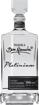 Botella de tequila Don Ramón Platinium Añejo Cristalino de 1.75 L
