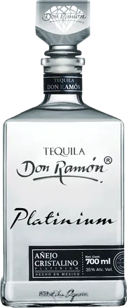 Botella de tequila Don Ramón Platinium Añejo Cristalino de 700 ml