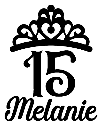 Prediseño DR413: «15» con tiara y nombre de ejemplo
