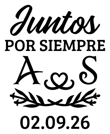 Prediseño DR483: «Juntos por siempre» con iniciales y fecha de ejemplo